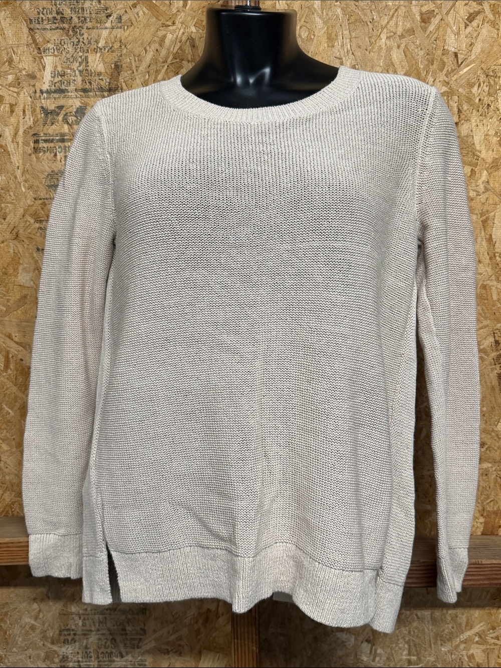 LOFT Women's Cream Knit Crewneck Sweater